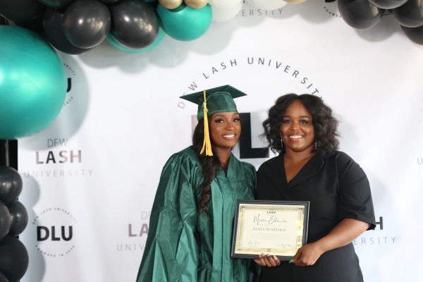 Connecticut lash license student holding training kit from DFW Lash University