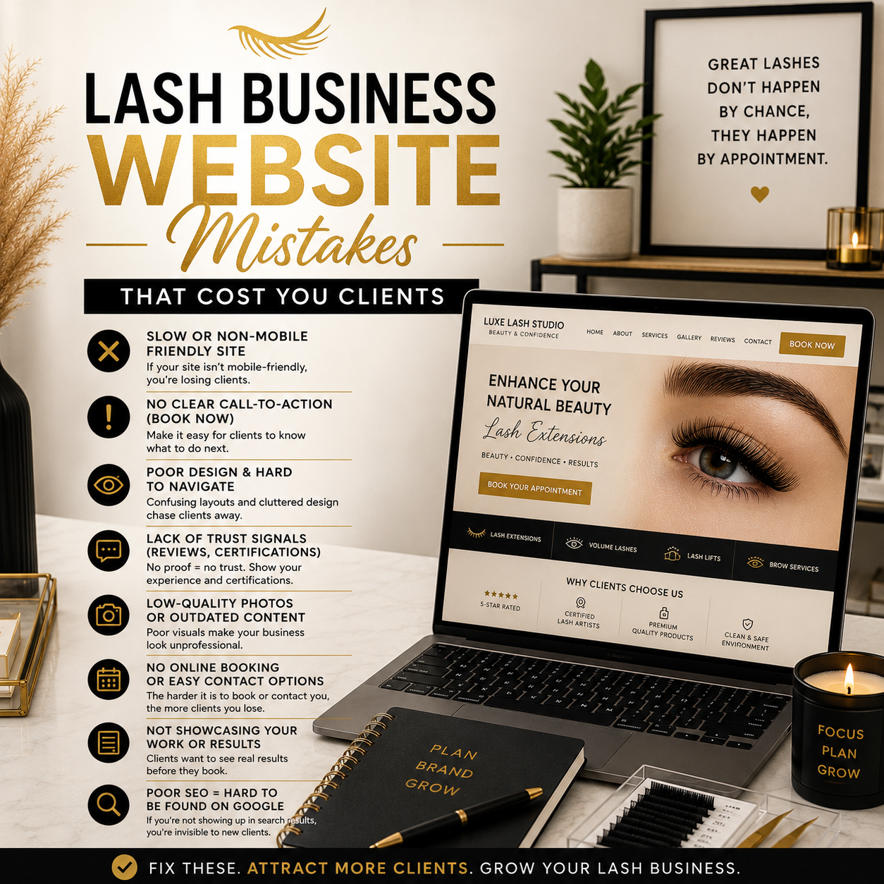 Lash Business Website Mistakes That Cost You Clients